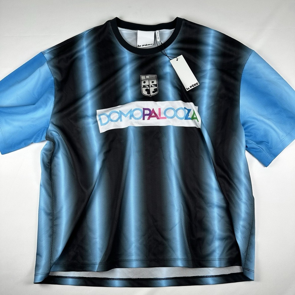 Le Pere x Domopalooza Soccer Jersey XL Black Blue Mesh Football Kit NWT